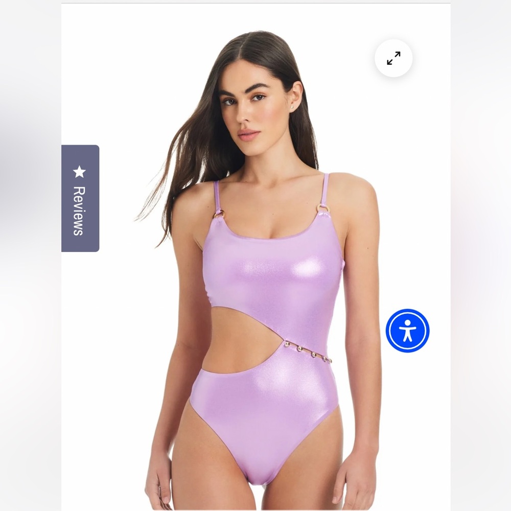 Red Carter asymmetrical button SHINE METALLIC ONE PIECE SWIMSUIT IN GRACE